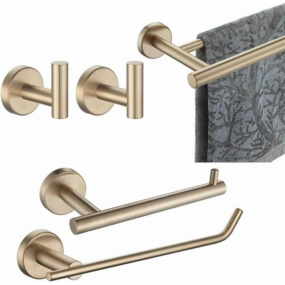 Bathroom Hardware Set, 5-Piece Bath Accessories Set Champagne Bronze Wall Mount Includes 24 in Towel Bar, 9 in HT Bar, TP Holder, Towel Hook x 2, BAS105-CB