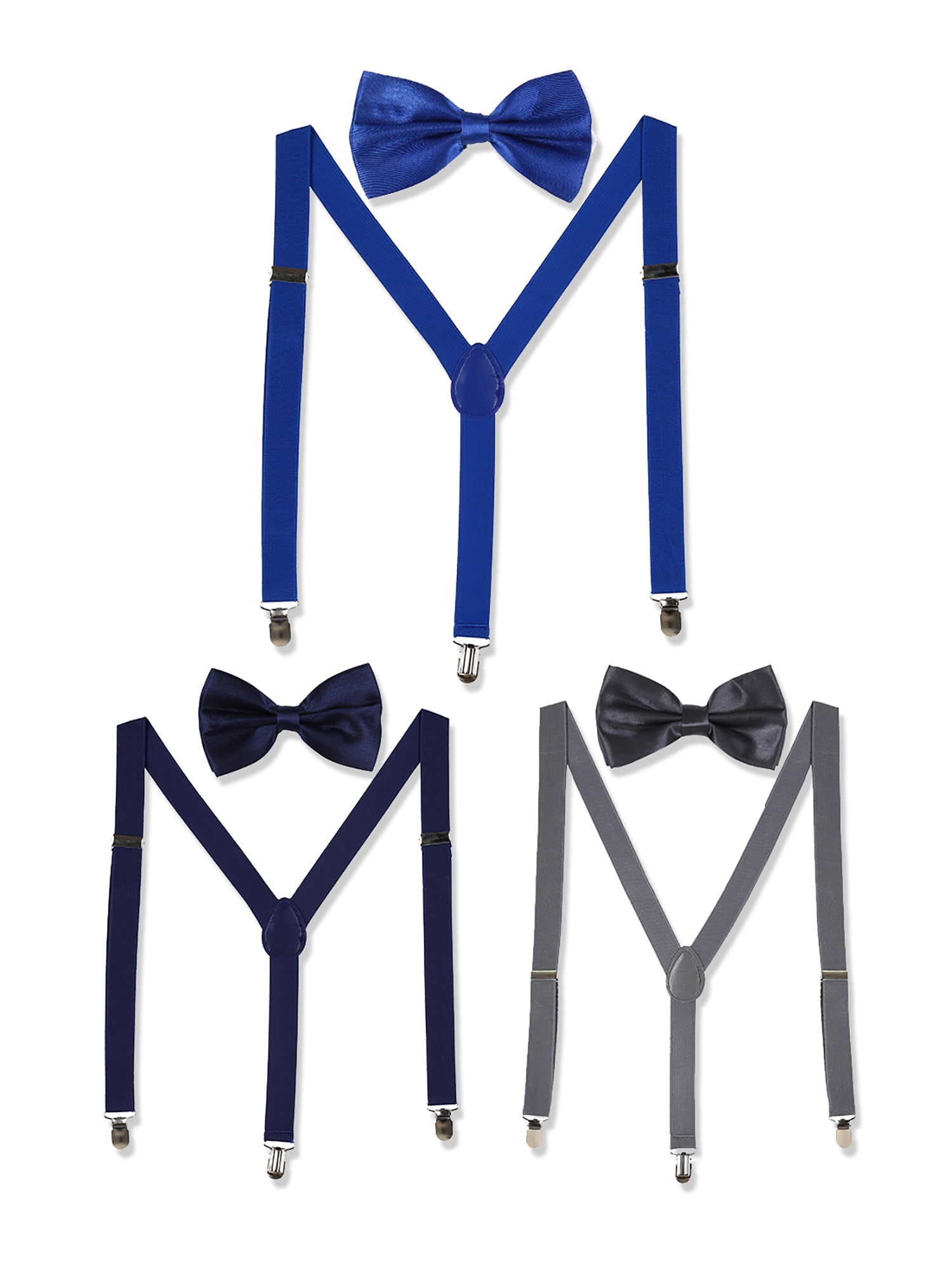 Unique Bargains Allegra K Unisex Bow Tie Set Y Shape Elastic Shoulder