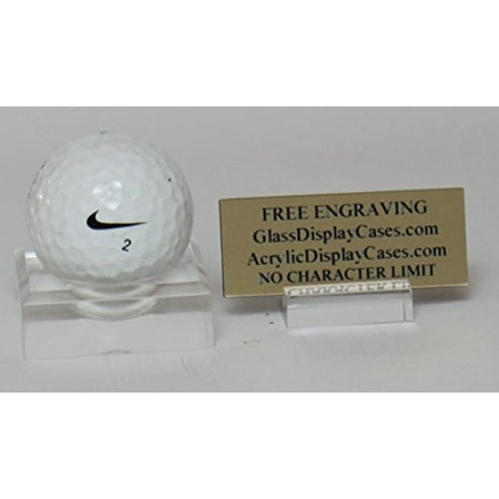 - Golf Ball Personalized Hole in One - Eagle - Best Round Game Clear Display Stand with Custom Nameplate Holder - Free No Limit Engraved Name Plate