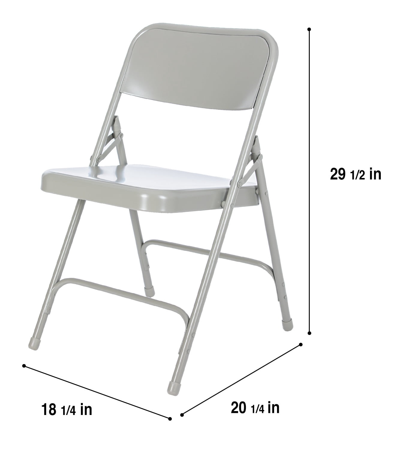 Hampden Furnishings Bernadine Collection All Steel Double Hinge Folding Chair, Grey (Pack of 4)