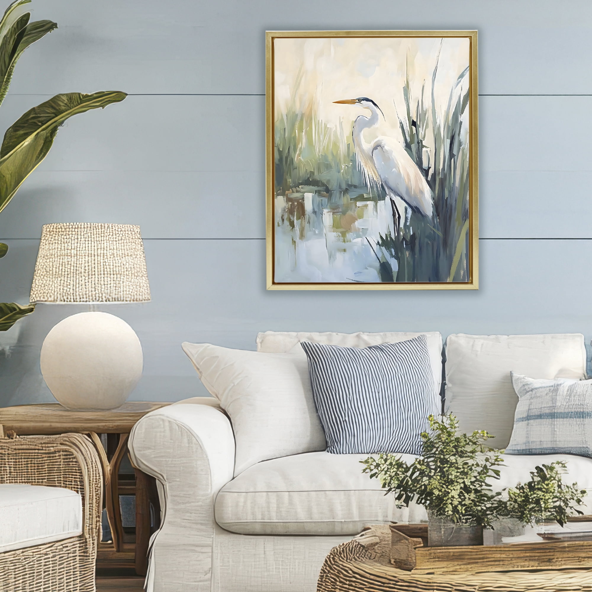 Stupell Industries King Of The Marsh Gold Framed Floater Canvas Wall Art, design by Creative Studio