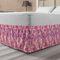 thumbnail image 1 of Floral Bed Skirt, Botanical Theme Colorful Flowers Ornaments Along Watercolor Inspired Painting, Elastic Bedskirt Dust Ruffle Wrap Around for Bedding Decor, 4 Sizes, Pink and Fuchsia, by Ambesonne, 1 of 2