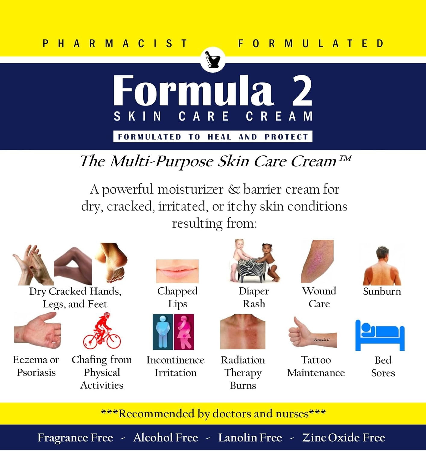 Formula 2 Unscented Multi-Purpose Alcohol-Free Cream, 8 oz