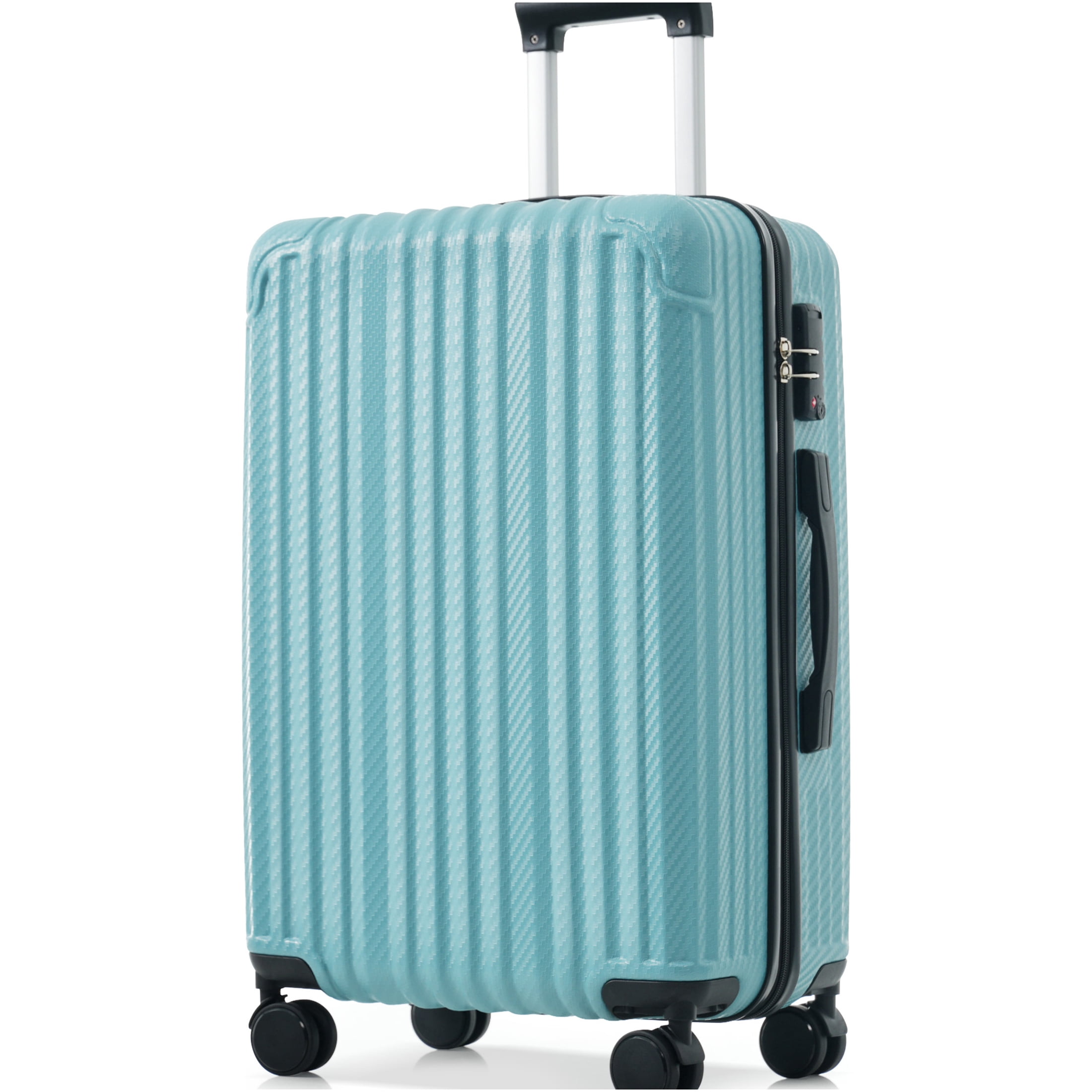 JERFIT 3-Piece Hardshell Luggage Set with TSA Lock, Spinner Wheels, Ice Blue ABS Suitcase for Carry On and Checked Bags