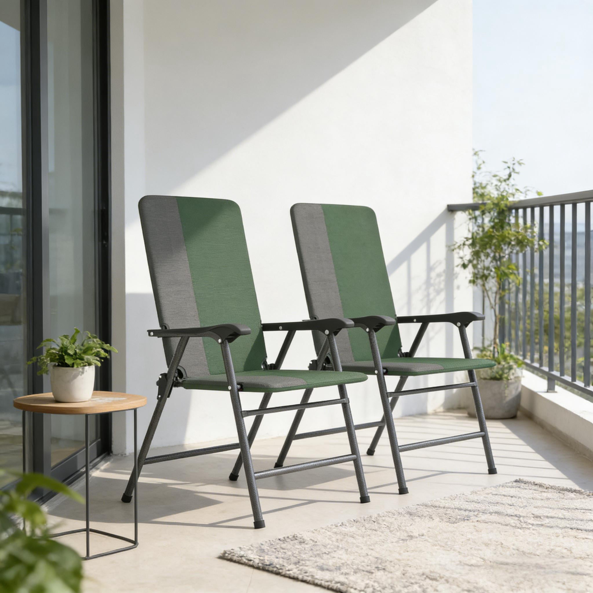 Outdoor High Back Chairs Set,Lawn Chairs,Folding Camping Chairs,Patio Chairs Set of 2