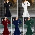 thumbnail image 4 of Quixlent Women Evening Dress V Neck See-through Lace Embroidery Flared Sleeves Ball Gown A-line Fishtail Hem Slim Fit Cocktail Party Prom Banquet Maxi Dress, 4 of 8
