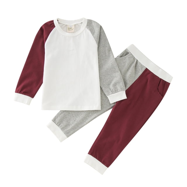 Sunnyoo Pyjama Ajusté pour Grands Garçons, Haut à Manches Longues et Pantalon, 2 Pcs