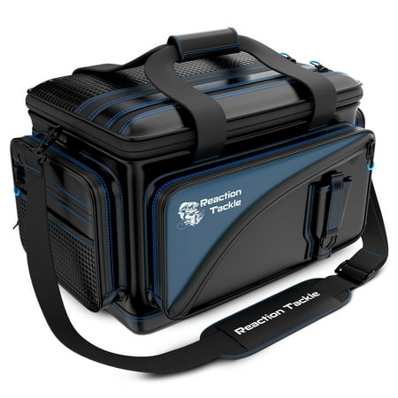 Reaction Tackle Fishing Tackle Bag - Salt Water Resistant Tackle Box Bag 1000D PVC Waterproof Material Durable Liner Removable Dividers for 3600 Trays Small Bag