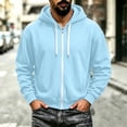 thumbnail image 4 of LYSMORA Men's Full Zip Hooded Sweatshirt, Solid Color Long Sleeve Loose Fit Zip Up Hoodie Jacket With Side Hand Pockets, 4 of 5