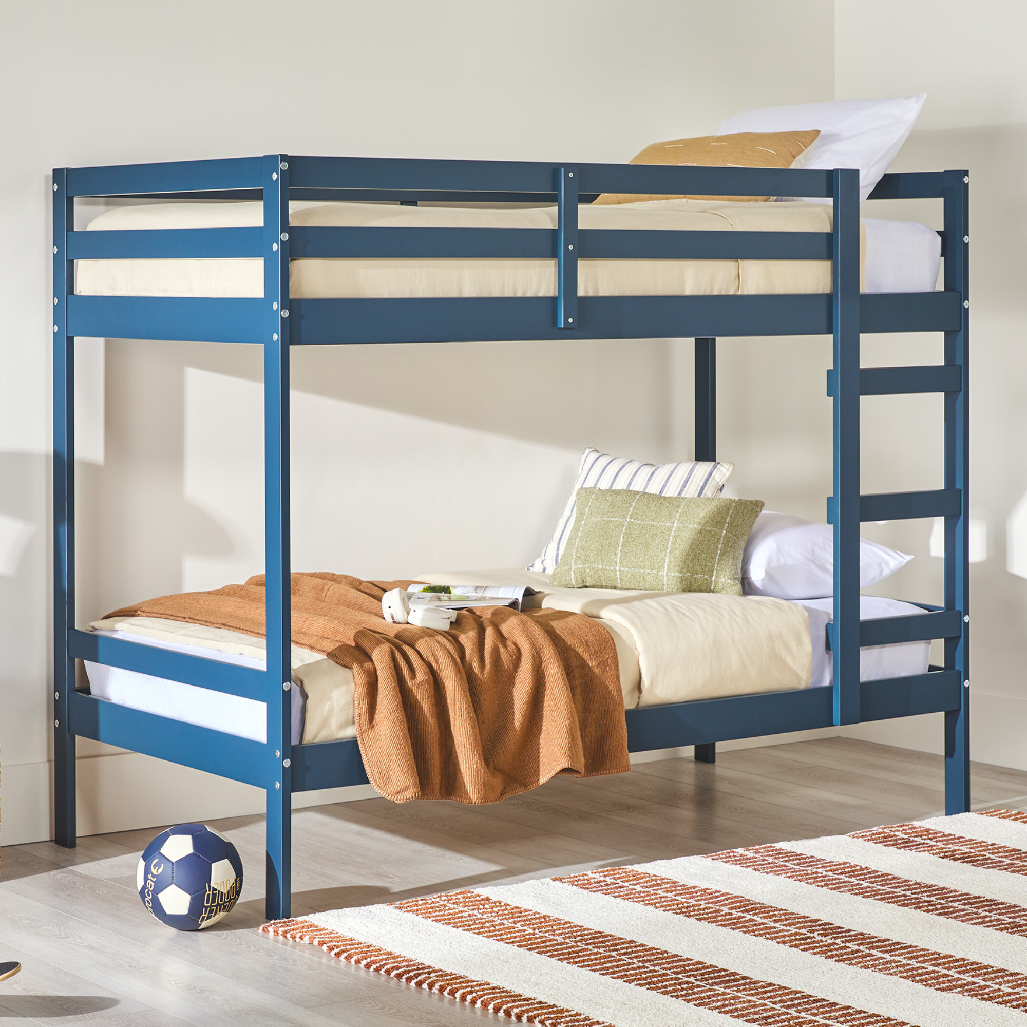 Walker Edison Modern Solid Wood Twin over Twin Bunkbed, Midnight Navy - image 3 of 16