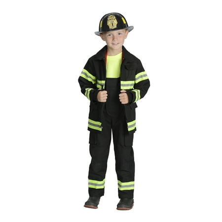 Black Firefighter Jacket & Bib Overalls w/Suspenders, Size 4/6