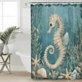 thumbnail image 6 of Shower Curtains Seahorse Bath Curtain Coral Starfish Blue Ocean Waterproof Bathroom Shower Curtain Set with Hooks Decoration 72 x 84 Inches, 6 of 7