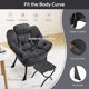 thumbnail image 5 of Grande lounge chair con foldable footrest - moderno accent chair para dormitorio, dorm, oficina - forrado reading chair in dark gris, 5 of 7