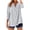White, variant on Women's Casual Flannel Plaid Button Down Shirts Striped Print 3/4 Sleeve V-Neck Blouse for Summer Resort Wear Tops, Relaxed and Trendy Shirts for Women