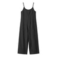 thumbnail image 4 of YuXingFu Jumpsuits for Women Casual Petite Women Spring and Summer Solid Color with Pockets Wide Legs Jumpsuit Black S, 4 of 6