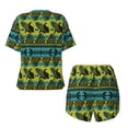 thumbnail image 5 of Lsque Teal Vintage Corn Pattern Women's Short-Sleeved Pajama Set - 2 Piece Soft and Lightweight Sleepwear Set-4X-Large, 5 of 9