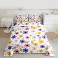 thumbnail image 2 of jejeloiu Cute Daisy Blossom Queen Comforter Set,Rainbow Flower Print Bedding Comforter Set For Girl Women Reversible 3-Piece, 2 of 8