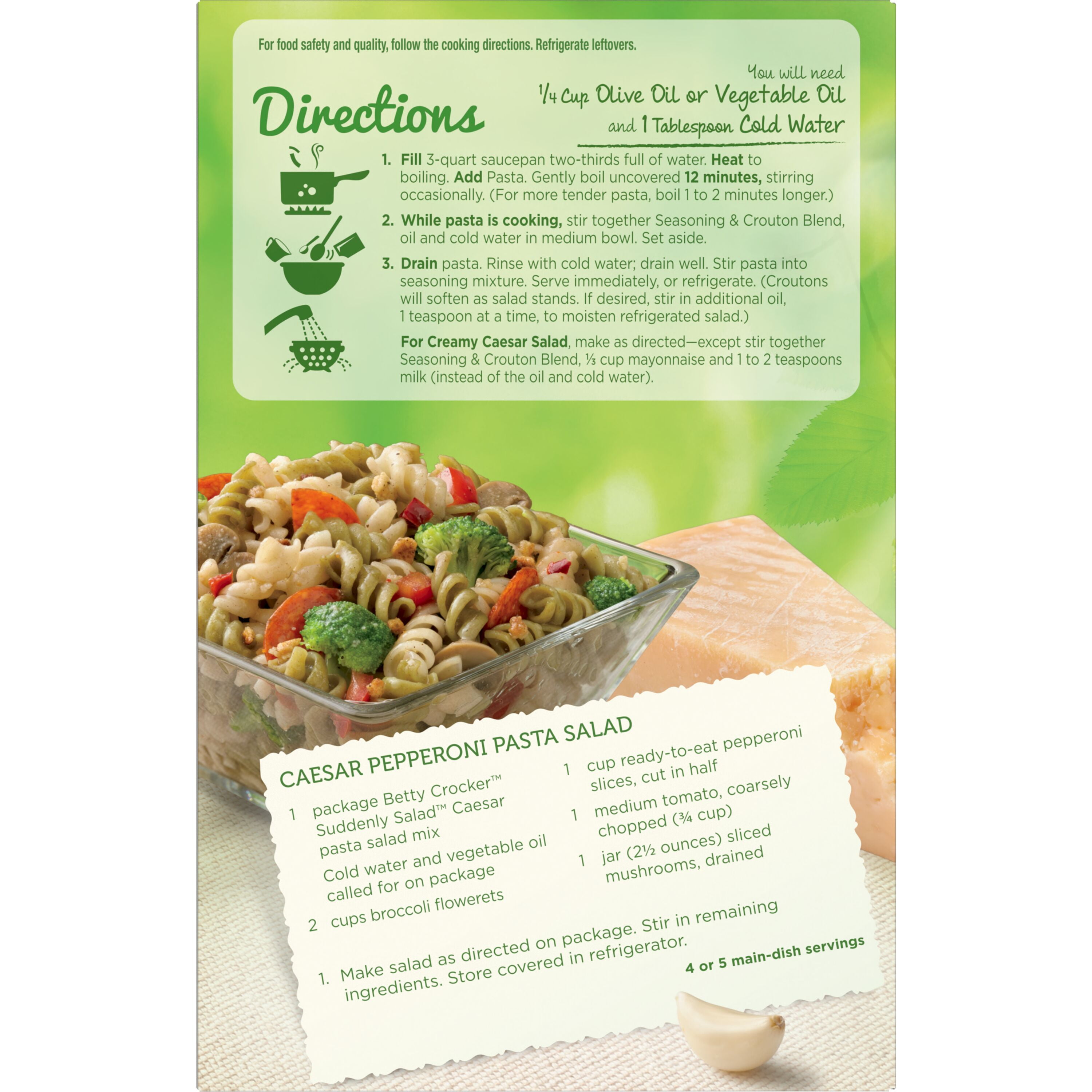(12 pack) Suddenly Pasta Salad Caesar with Red Peppers & Croutons, 7.25 oz Box