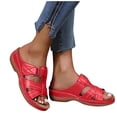 thumbnail image 4 of HAJWOH Orthopedic Casual Sandals for Women Arch Support Summer Flat Sandals Wide Slip on Non Slip Sneakers Beach 2026 Orthopedic Shoes Red 40, 4 of 4