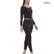 thumbnail image 4 of Guardurnaity 1 Juego de ropa interior térmica para mujer, ropa de dormir de poliéster de repuesto de manga larga de Color sólido para invierno y Ropa interior Negro SG, 4 of 6