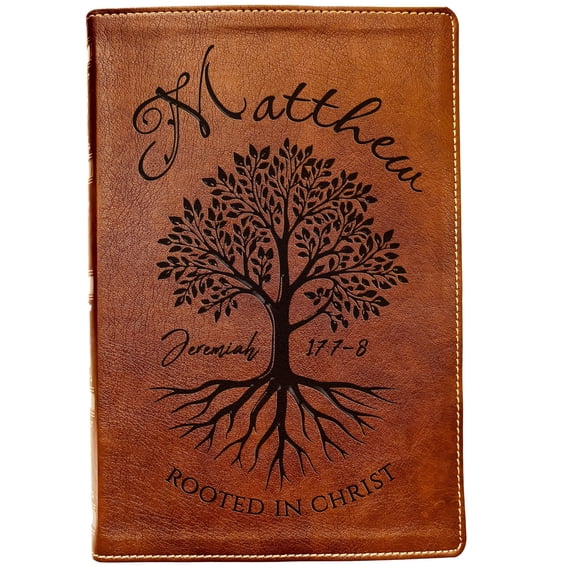 Personalized NKJV Wide Margin Bible with Engraved Name – Rooted in Christ Tree Design, Christian Gift for Her or Him