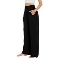thumbnail image 3 of Liacowi Women Summer Casual Palazzo Pants Elastic High Waisted Wide Leg Long Lounge Trousers Solid Color Loose Flowy Beach Yoga Pants, 3 of 8