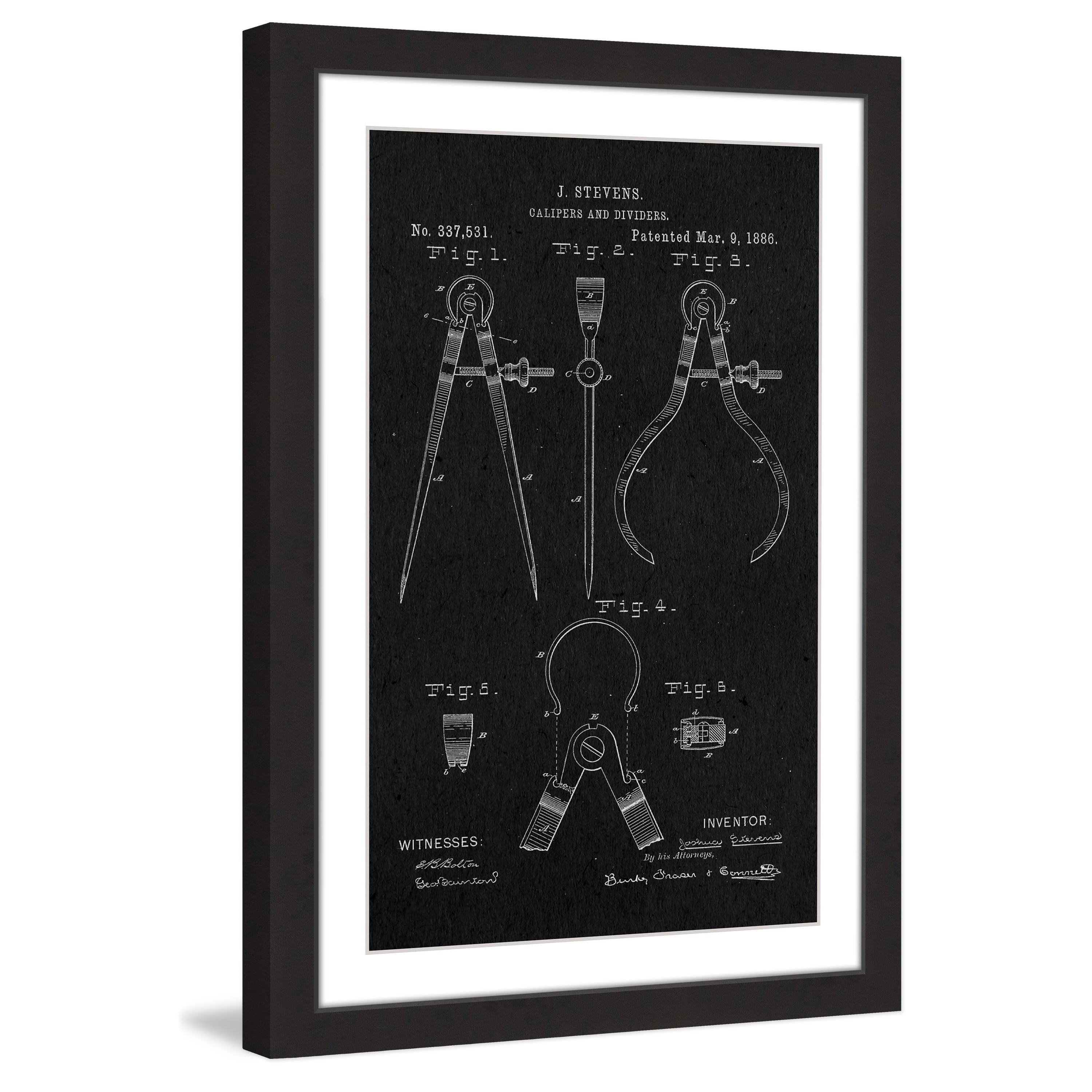 "Calipers 1886 Black Paper" Framed Painting Print