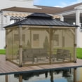 thumbnail image 7 of BPS 10' x 13' Gazebo Universal Mosquito Netting Screen Replacement, 4-Panel Screen Walls with Double Zippers for Outdoor Patio - Brown (Mosquito Net Only), 7 of 7