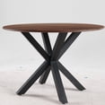 thumbnail image 4 of Yesurprise Dining Table, Mid Century Modern Kitchen Table for 4-6 People with Round MDF Table Top & Cross Metal Legs, Leisure Coffee Table for Kitchen Dining Room, 4 of 8