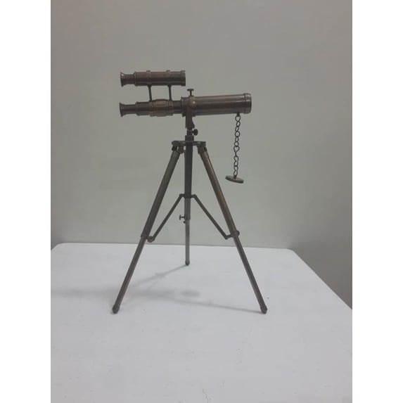 Vintage Solid Brass Nautical Tripod Port Marine Navy Double Barrel Telescope