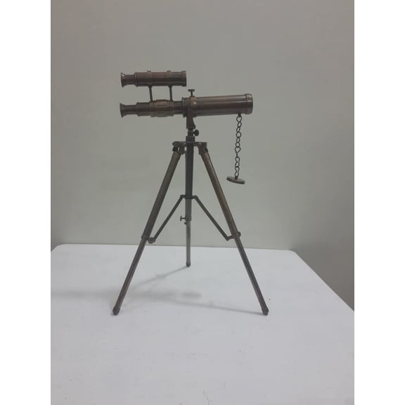 Vintage Solid Brass Nautical Tripod Port Marine Navy Double Barrel Telescope