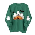 thumbnail image 5 of Jsaierl Halloween Sweatshirts for Women Cute Ghost Graphic Pullovers Fall Classic Round Neck Long Sleeve Sweater Tops Halloween Clothes, Sizes S-2XL, 5 of 6