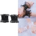 thumbnail image 2 of BOOYOU Japanese Lolita Sweet Shirred Elastic Wrist Cuffs Solid Color Ruffled Lace Trim Bowknot Bracelet Wristband Women Girls Anime Cosplay Hand Sleeves, 2 of 16