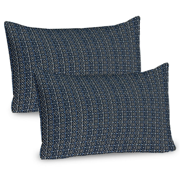 Ambesonne Abstract Pillow Sham 2 Pack, Geometric Repeating Shapes, 26"x20", Violet Blue and Black