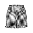 thumbnail image 4 of Dresfit Boxer Shorts Women Ruffle Hem Plaid Shorts Summer 2026 Drawstring Plus Size Y2k Loungewear Loose Pajama Shorts with Pockets Black M, 4 of 4