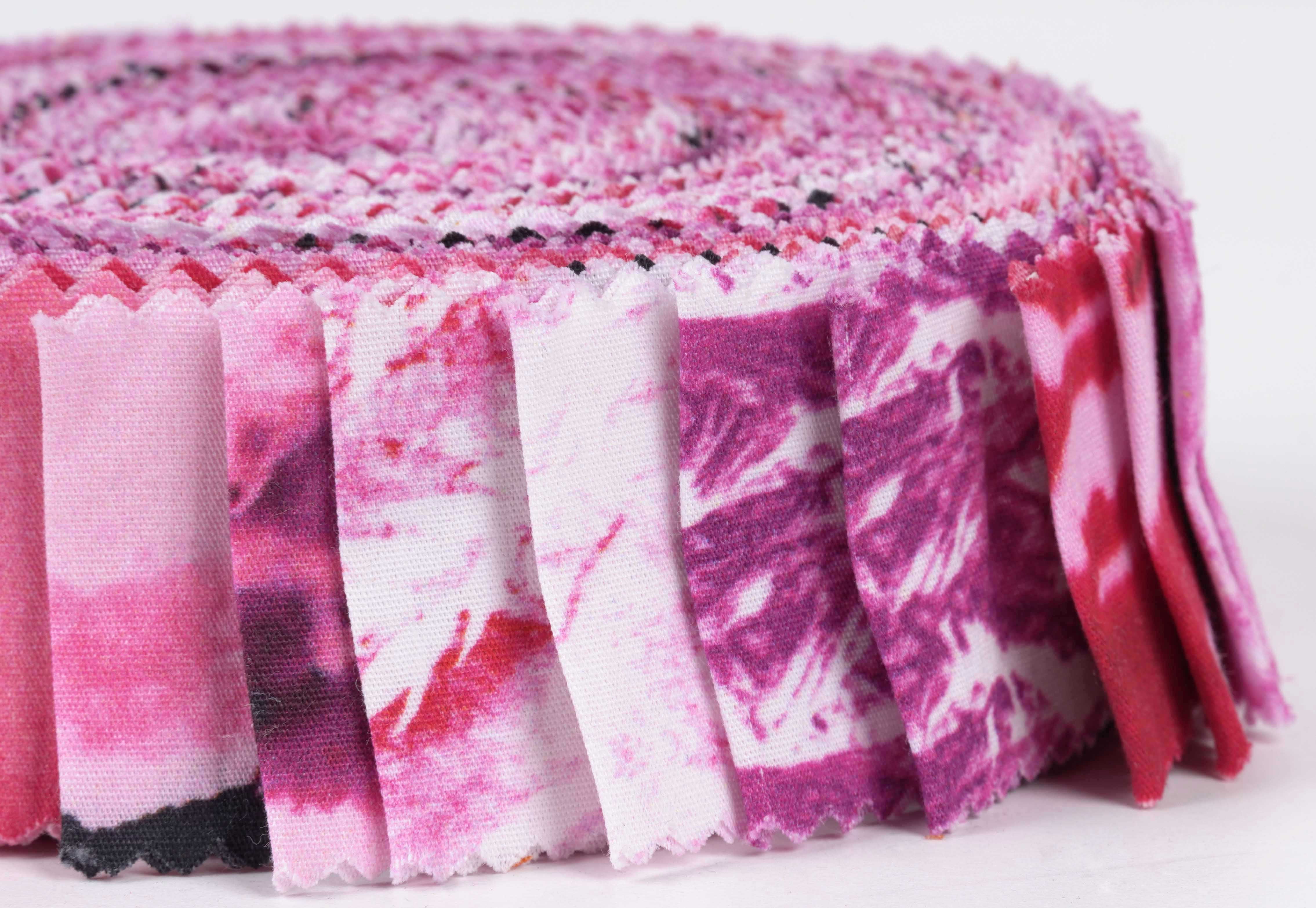 Soimoi 40Pcs Tie Dye Print Precut Fabrics Strips Roll Up 1.5x42inches Cotton Jelly Rolls For Quilting - Purple