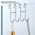 thumbnail image 2 of Kearding Gancho para puerta de ducha, toallas de baño de acero inoxidable, bola limpia en forma de S, sin perforaciones, 2 ganchos, estante Juegos de accesorios de baño, 2 of 6