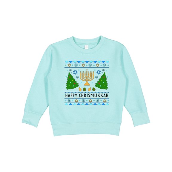 Inktastic Happy Chrismukkah Sweater Style with Menorah and Trees Toddler Sweatshirt