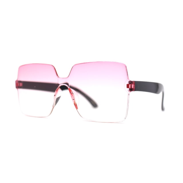 Girls Child Size Elegant Minimal Shield Rectangle Butterfly Sunglasses Pink
