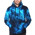 thumbnail image 2 of Bingfone Blue Fire Wolf Men's Drawstring Hoodie Long Sleeve Pocket Sweatshirts-X-Large, 2 of 6