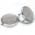thumbnail image 1 of Reazana 2 espejos compactos de aumento, 1 x 2 x bolsillo para bolso, espejo de maquillaje, espejos de viaje plegables, metal resistente con diamantes, mini espejo cosmético redondo plegable de 2,75 pu, 1 of 5