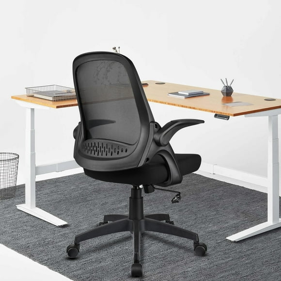 Ergonomic Office Task Chair with Tilt Tension Backrest and Flip-up Armrests, Height Adjustable Swivel Executive Desk Chair for Home Study Conference Room