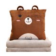 thumbnail image 1 of Cartoon Pillow Blanket Multi Function Air Conditioning Blanket Insertable Pillow Hand Warmer for Office Napping Brown Bear, 1 of 5