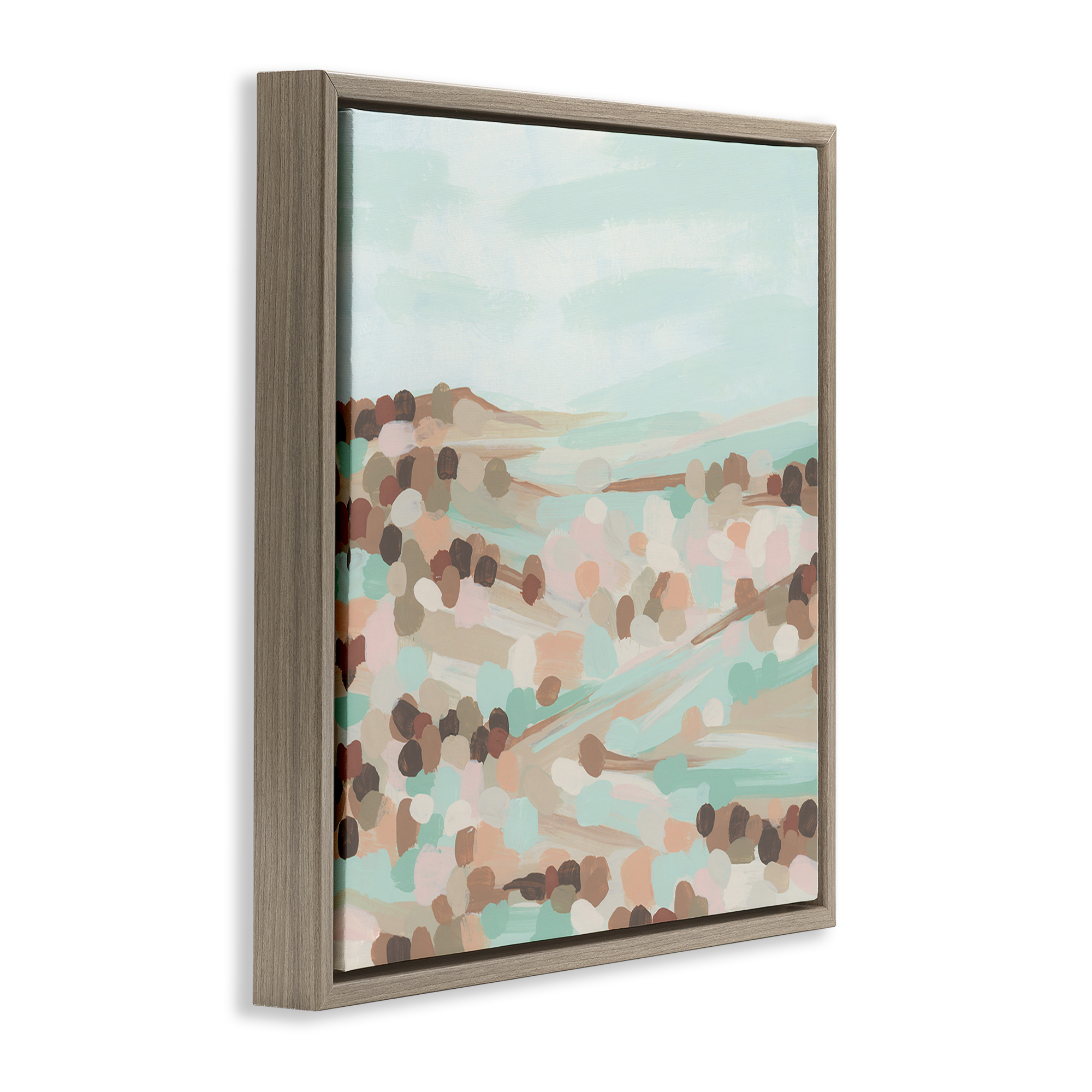 Stupell Industries Impressionist Rural Landscape Landscape Painting Brown Floater Framed Canvas Art Print Wall Art, 18 x 18