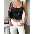 thumbnail image 6 of Women's Sleeveless Cute Cropped Tank Tops Polka Dots Going Out Camisole for Summer Black XL, 6 of 7