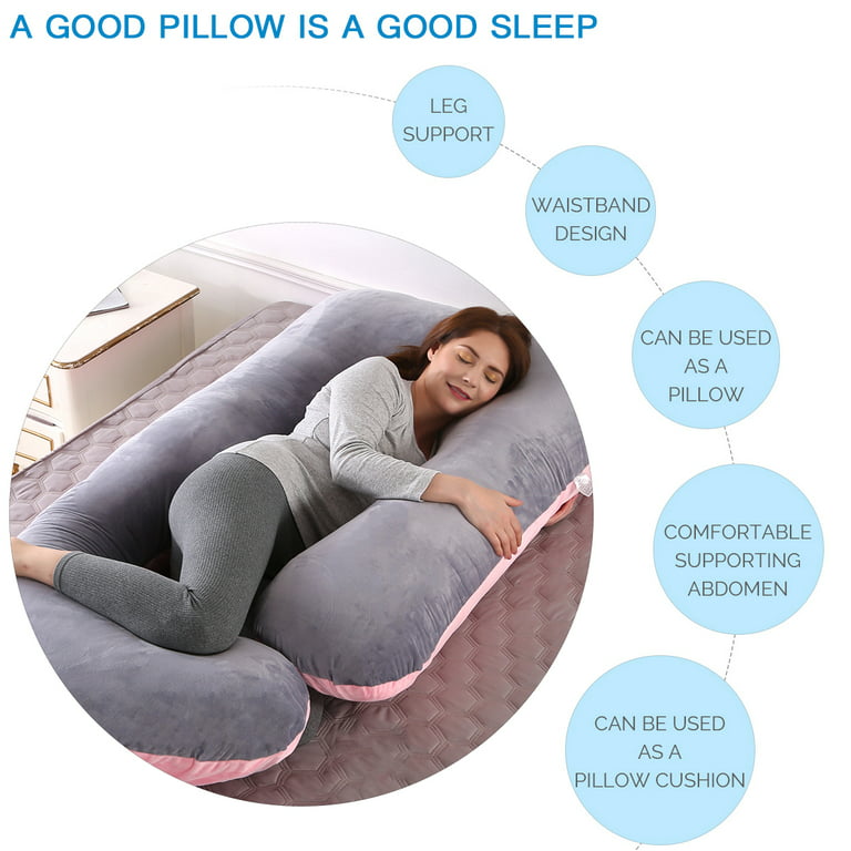 Multi-function U Shape Body Pillow Pregnancy Comfort Support Cushion Sleep Pregnancy  Pillow Detachable Extension (Replace Cover for Chioce) 