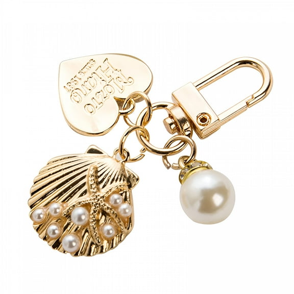 DESIGNICE Pearl Shell Keychain Keyring Crystal Rhinestones Purse Pendant Handbag Charm Purse Charms for Handbags(A, One Size)