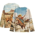 thumbnail image 2 of POLERO 2 Pack Western Cowboy Boys Long Sleeve Shirts 7-8 Years Soft Long-Sleeve T-Shirts Casual Basic Tees for Teen Girls Youth Winter Cloth, 2 of 6