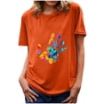 thumbnail image 1 of T-Shirt Décontracté pour Femmes, Été Col Rond Imprimé Palmier Manches Courtes Blouse Tee Tops, 1 of 4