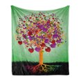 thumbnail image 1 of Tree of Life Soft Flannel Fleece Blanket, Colorful Magic Love Tree Blossomed Heart and Round Leaves and Roots Life Theme, Cozy Plush for Indoor and Outdoor Use, 50" x 60", Multicolor, by Ambesonne, 1 of 5